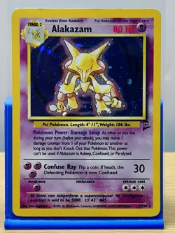 Alakazam 1/130 MP Played Base Set 2 2000 Pokemon Card Holo Rare - Image 1