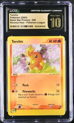 Torchic 008 Reverse Holo Promo Pokemon League CGC 10 Pristine - Image 1