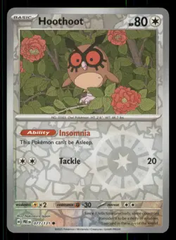 Hoothoot SV: Prismatic Evolutions #077/131 Common Reverse Holo Pokemon NM - Image 1