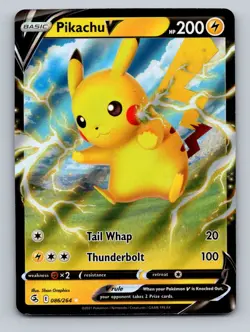 Pokemon TCG Pikachu V Holo Ultra Rare SWSH08: Fusion Strike 086/264 - Image 1
