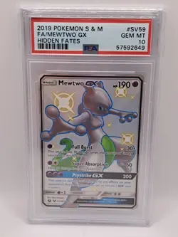 Pokemon TCG Hidden Fates Full Art Mewtwo GX SV59/SV94 PSA 10 GEM MINT! - Image 1