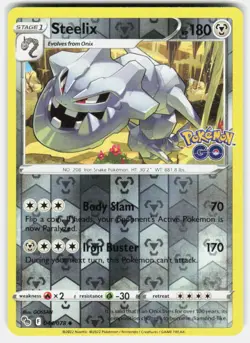 STEELIX 044/078 UNCOMMON POKEMON GO POKEMON REVERSE HOLO NM/M - Image 1