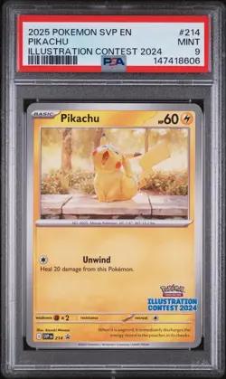 Pikachu Pokemon Svp En-Sv Black Star Promo 214 NM PSA 9 - Image 1