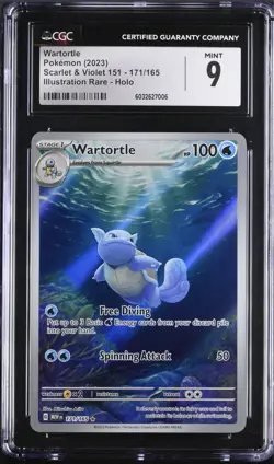 CGC 9 MINT Wartortle 171/165 151 Illustration Rare Holo English 2023 Pokemon - Image 1