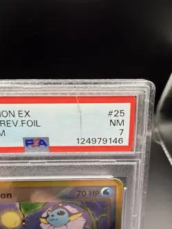 Pokemon Vaporeon 2003 EX Sandstorm Reverse Holo #25 PSA 7 CRACKED SLAB - Image 3