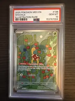 Shuckle 136/132 Illustration Rare 2025 Pokemon Mega Evolution PSA 10 Gem Mint - Image 1