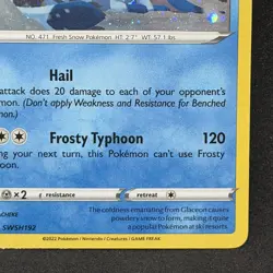 Pokemon TCG Glaceon SWSH192 Sword & Shield Black Star Promo 2022 Holo NM - Image 4