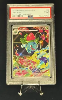 Pokemon 2025 TCG ME01 Mega Evolution Ivysaur 134/132 Illustration Rare PSA 9 - Image 1