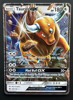 Tauros GX 100/149 Sun & Moon Base Pokemon Card NM - Image 3