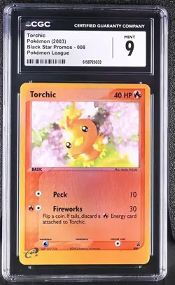 Pokemon Torchic 008 Reverse Holo Black Star Promo - CGC 9 - Image 1