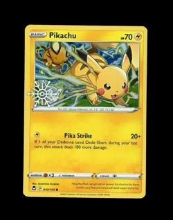 2022 Pokemon SILVER TEMPEST PROMO PIKACHU SNOWFLAKE STAMP (HOLO) 49/195! NM - Image 1