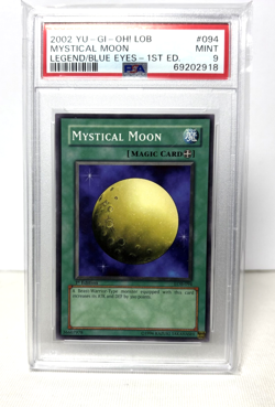 2002 YuGiOh MYSTICAL MOON 1st Ed. PSA 9 LOB-094 The Legend of Blue-Eyes White - Image 1
