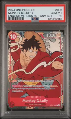 MONKEY D. LUFFY 2024 ONE PIECE ENGLISH VERSION 1ST ANNIVERSARY SET #006 PSA 10 - Image 1