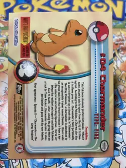 Topps Pokemon Card 4 #04 Charmander Black Logo TV Animation Edition Series 1 - Image 3