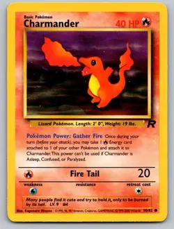 Charmander 50/82 Common Team Rocket Pokemon Unlimited Lightly Played - Image 1
