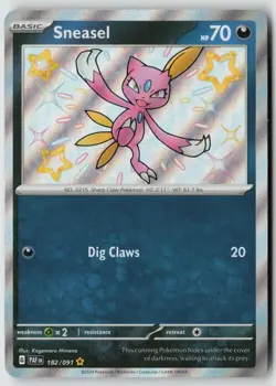 Sneasel 182/091 Shiny Rare Paldean Fates Pokemon Near Mint - Image 1