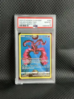 2023 POKEMON SWSH BLACK STAR PROMO CROWN ZENITH TIN #284 GALARIAN MOLTRES PSA 10 - Image 4