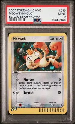 2003 Pokemon Nintendo Black Star Promo Meowth 013 Holo e-Reader Vintage PSA 9 - Image 1