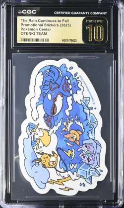 CGC PRISTINE 10 The Rain Continues to Fall OTENKI TEAM Stickers 2025 Pokemon JPN - Image 2