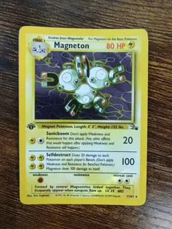 Pokemon 1999 Fossil Holo Rare Magneton 1st Edition 11/62 LP - Image 2