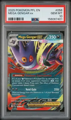 2025 POKEMON PFL EN-PHANTASMAL FLAMES #056 MEGA GENGAR EX PSA 10 - Image 1