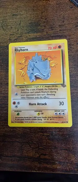 Rhyhorn 61/64 Common Jungle Pokemon Near Mint - Image 1