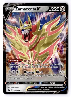 Zamazenta V 098/159 Holo V Rare Crown Zenith Pokemon Near Mint - Image 1