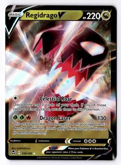 Regidrago V 135/195 Holo V Rare Silver Tempest Pokemon Near Mint - Image 1