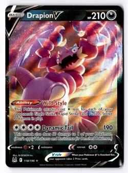 Drapion V 118/196 Holo V Rare Lost Origin Pokemon Near Mint - Image 1
