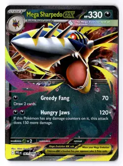 Mega Sharpedo ex 061/094 Double Rare Phantasmal Flames Pokemon Near Mint - Image 1