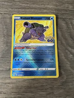 💥 Pokemon TCG Radiant Blastoise Holo Card Pokemon Go 018/078 2022 - Image 1