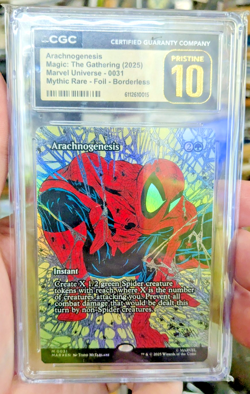 MTG MYTHIC RARE FOIL BORDERLESS MARVEL SPIDER-MAN Arachnogenesis CGC PRISTINE 10 - Image 1