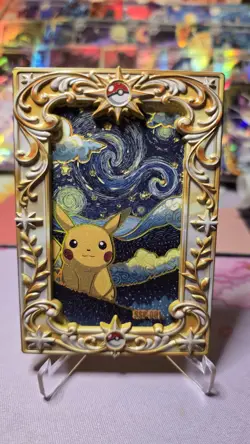 Pokemon Chinese Mengka Pikachu Van Gogh Gold Frame Case Hit Card 36/59 Low Pop - Image 1