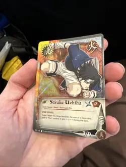 Naruto CCG Sasuke Uchiha Diamond Foil Card 116 Damaged Condition - Image 2