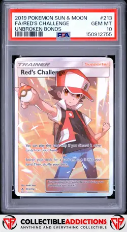 2019 Pokemon Sun & Moon Unbroken Bonds #213 Red'S Challenge PSA 10 - Image 1