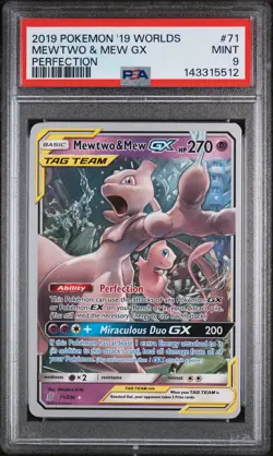 2019 Pokemon Sun & Moon Unified Minds 71 Mewtwo & Mew Tag Team PSA 9 143315512 - Image 1