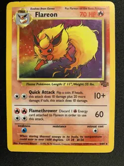 Pokemon TCG Flareon Jungle 3/64 Holo Unlimited Holo Rare DAMAGED - Image 1