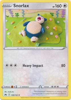 Snorlax 109/159 Rare Crown Zenith Pokemon TCG - Image 1