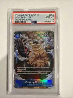 2025 ONE PIECE OP13-CARRYING ON HIS WILL TREASURE RARE MONKEY D. LUFFY PSA 10 - Image 1