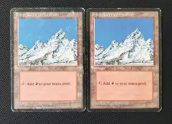 Snow-Covered Mountain x2 MTG Ice Age Magic FREE SHIPPING - Image 1