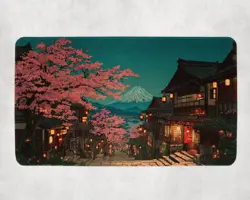 MTG Playmat | Cherry Blossom Village Themed Playmat | Unofficial MTG Playmat - Image 1