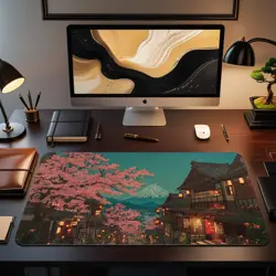 MTG Playmat | Cherry Blossom Village Themed Playmat | Unofficial MTG Playmat - Image 2