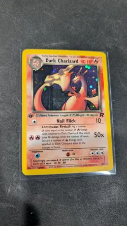 Pokemon TCG 1st Edition Dark Charizard 4/82 Team Rocket Holo Rare 2000 SWIRL- LP - Image 1