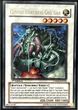 Yu-Gi-Oh! TCG Cosmic Fortress Gol'gar CRMS-EN044 Ultra Rare 1st Ed LP condition - Image 1