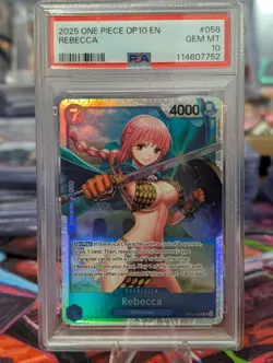 PSA 10 Rebecca Super Rare OP10-058 2025 One Piece Royal blood - Image 1