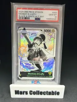 2025 ONE PIECE ST29 #001 EGGHEAD B&W MONKEY D. LUFFY LEADER PARALLEL PSA 10 - Image 1
