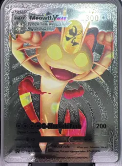Meowth VMAX HP300 Gold Foil Pokemon Card G-Max Gold Rush card # SWSH005 - Image 1