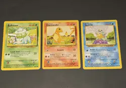 Pokemon Base Set Bulbasaur Squirtle Charmander Original Pokemon Cards - Image 1