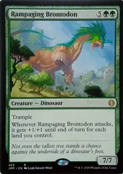423 RAMPAGING BRONTODON RARE JUMPSTART MTG CARD - Image 1