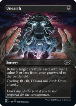 MTG Unearth - Foil - Borderless, Double Masters 2022, Lightly Played, English - Image 1